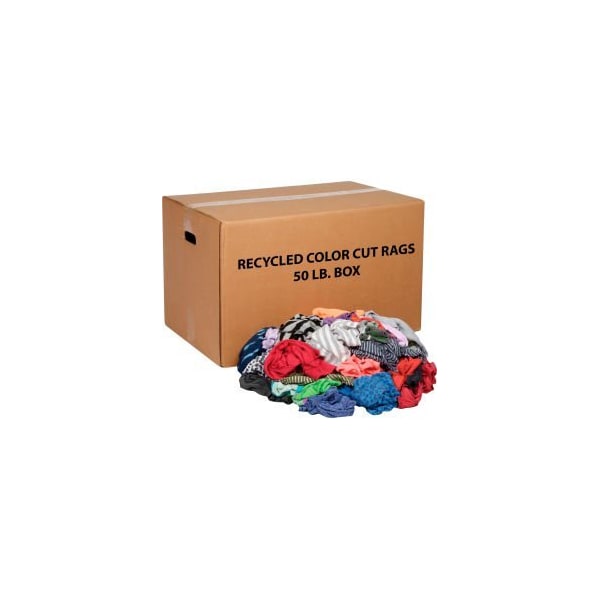 Monarch Brands Recycled Mixed Color Cut Rags 50 Lb. Box - R020-C45-PU*50