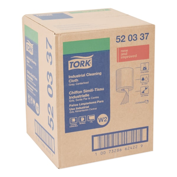 Tork Tork Industrial Cleaning Cloth Centerfeed Gray W2, 1 x 500 Cloths, 520337 - 520337