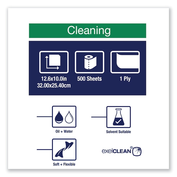 Tork Tork Industrial Cleaning Cloth Centerfeed Gray W2, 1 x 500 Cloths, 520337 - 520337