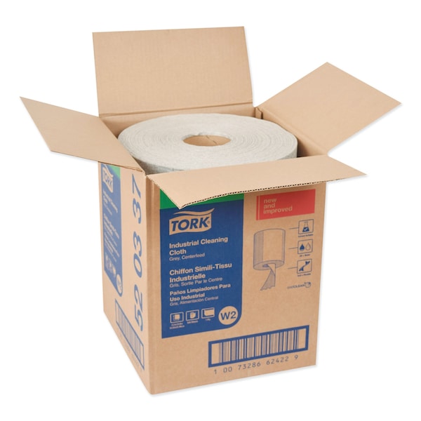 Tork Tork Industrial Cleaning Cloth Centerfeed Gray W2, 1 x 500 Cloths, 520337 - 520337