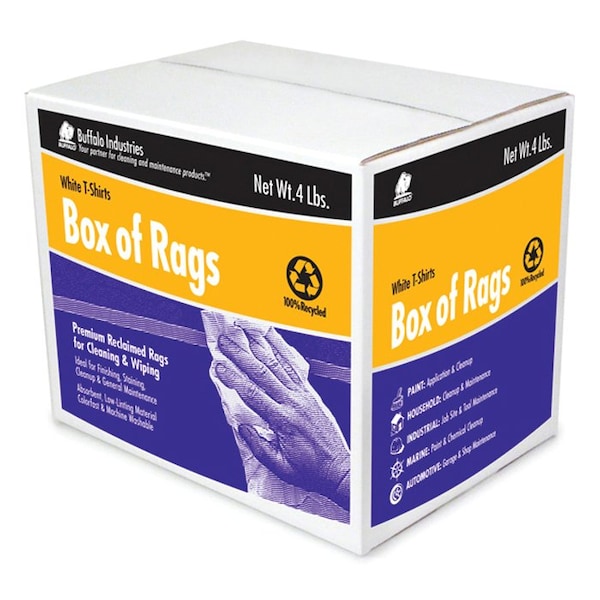 Buffalo Industries 4 Lb  White Tee Shirt Rags - 10520