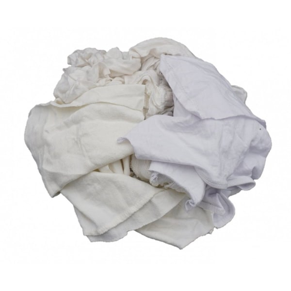 Absorbents Midwest Reclaimed White T-Shirt Rags, 25lb Box - 30-550-B
