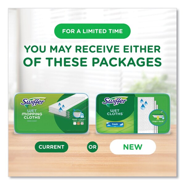 Swiffer Wet Refill Cloths, 8 x 10, Fresh Scent, White, 12/Box, 6 Boxes/Carton, 6PK - 80374006