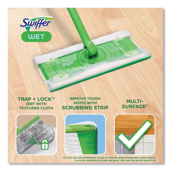 Swiffer Wet Refill Cloths, 8 x 10, Fresh Scent, White, 12/Box, 6 Boxes/Carton, 6PK - 80374006