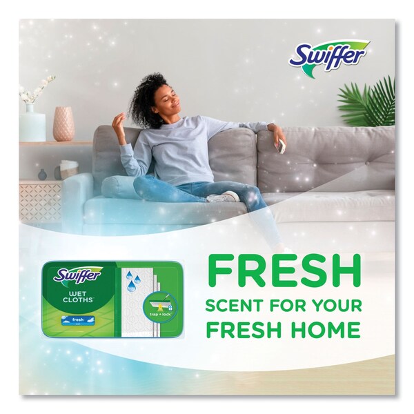 Swiffer Wet Refill Cloths, 8 x 10, Fresh Scent, White, 12/Box, 6 Boxes/Carton, 6PK - 80374006