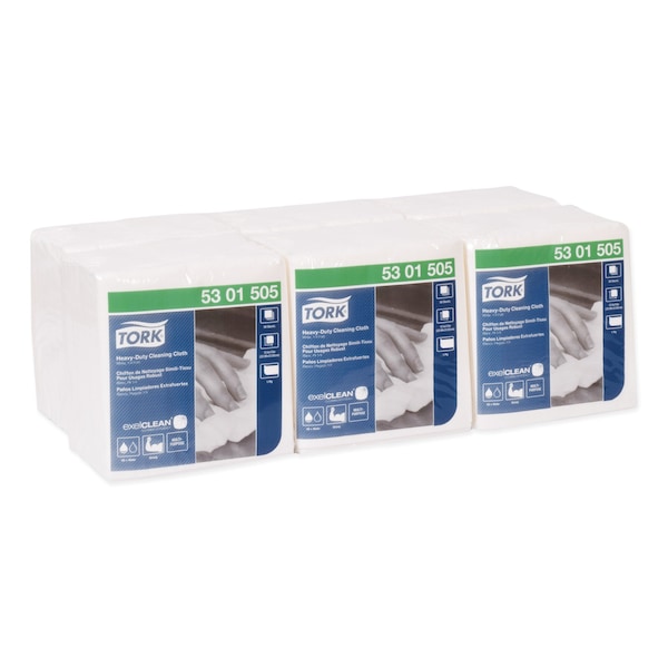 Tork Tork Heavy Duty Cleaning Cloth White , 1/4 Folded, 6 x 50 Cloths, 5301505 - 5301505