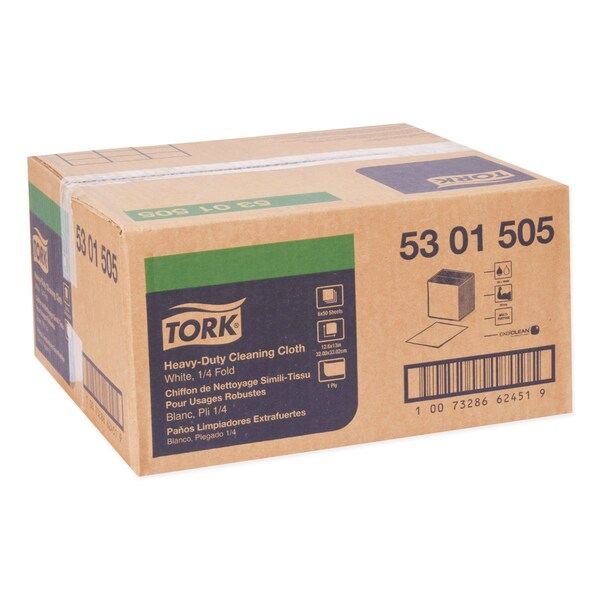 Tork Tork Heavy Duty Cleaning Cloth White , 1/4 Folded, 6 x 50 Cloths, 5301505 - 5301505