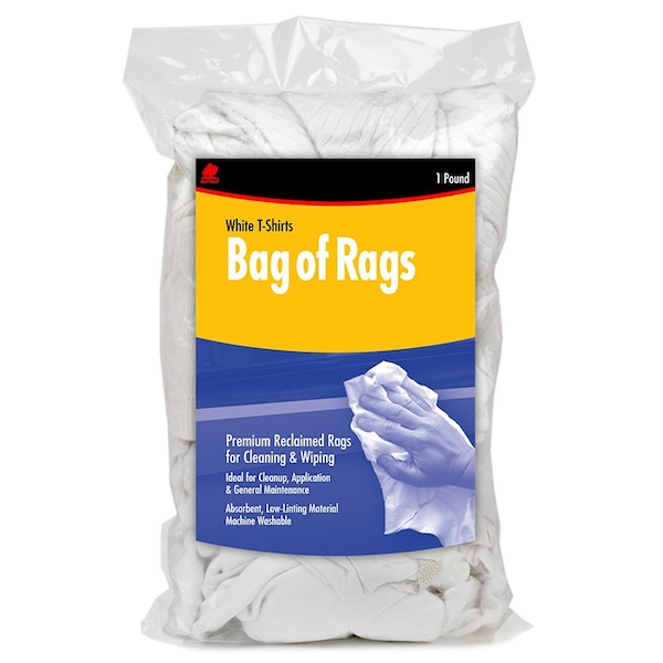 Buffalo Industries 1 Lb  White Tee Shirt Rags - 10521