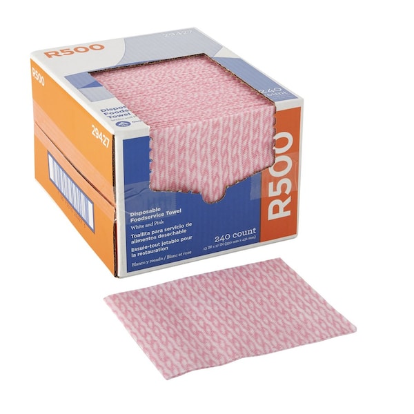 Brawny Rayon Busing Towel 13" x 17" 2.88 lb., Pink and White - 29427