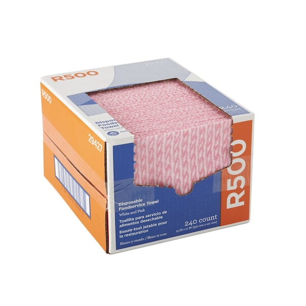Brawny Rayon Busing Towel 13" x 17" 2.88 lb., Pink and White - 29427