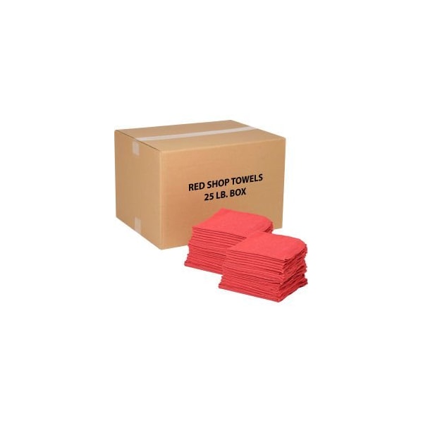 Monarch Brands 100% Cotton Red Shop Towels 25 Lb. Box - N090-R2R-25