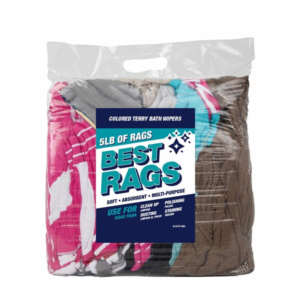 Monarch Bath Towel Size Terry Wipers - COLORED 10 lb bag - N-C57F-10BG