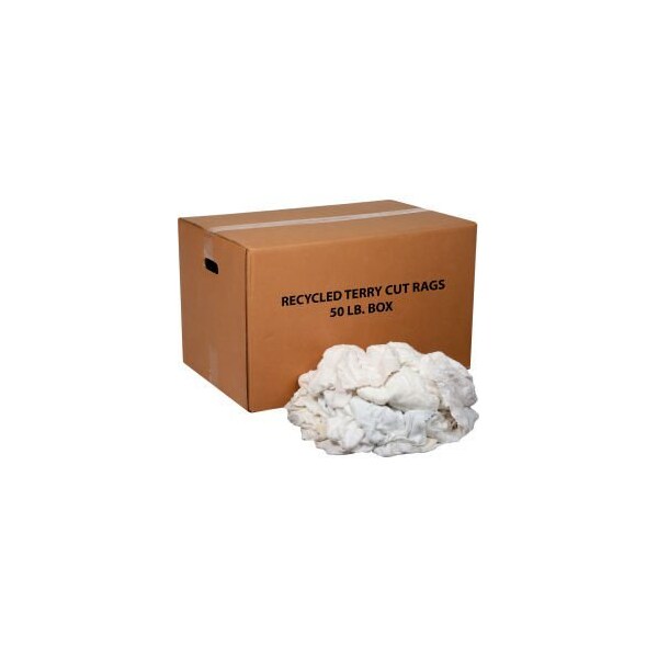 Monarch Brands GEC 153; Premium Recycled White Cotton Terry Cut Rags, 50 Lb. Box - R020-W54-PU*50