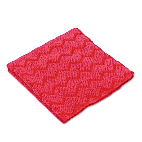 Rubbermaid Commercial HYGEN Microfiber Cleaning Cloths, 16 x 16, Red, PK12 - FGQ62000RD00