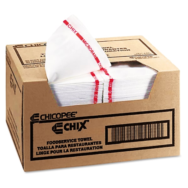 Chix Reusable Food Service Towels, Fabric, 13 x 24, White, PK150 - 8250