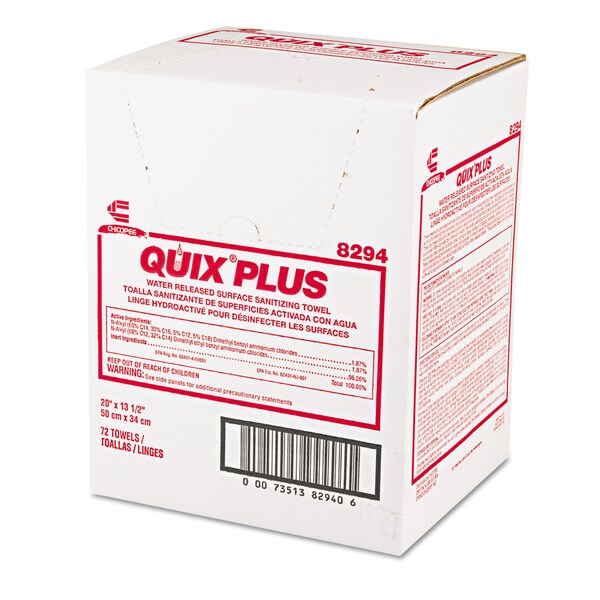 Chix Quix Plus Disinfecting Towels, 13 1/2 x 20, Pink, PK72 - CHI 8294