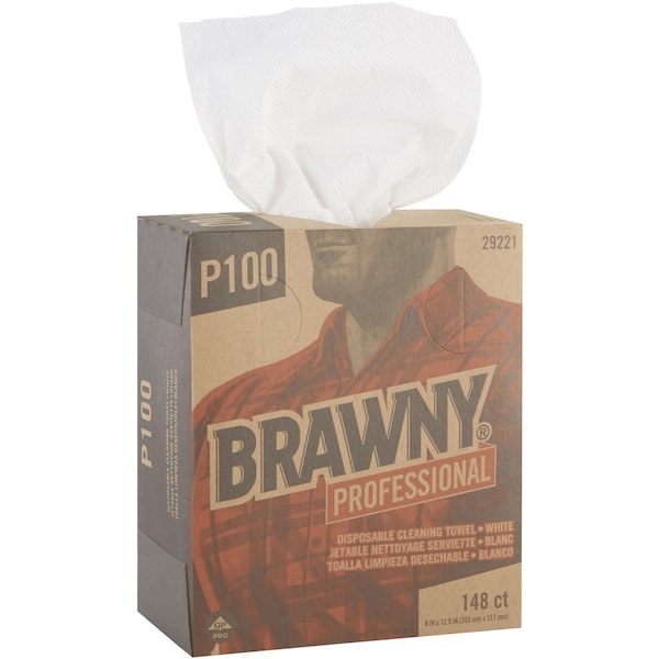 Brawny Cleaning Towel, 148 Sheets/pk, 1/4 Fold, 8"Wx12-1/2"L, WE, PK 20 - GPC29221
