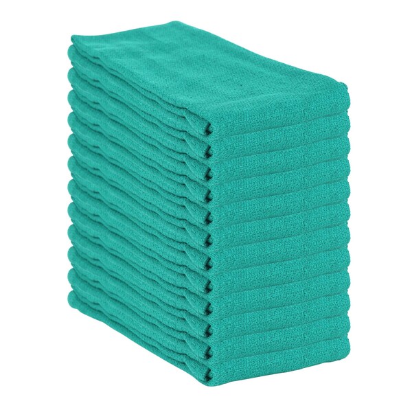 Monarch Brands Huck Towels - 16in x 26in - Green, 12PK - PNP-ABSBNT-HGRN