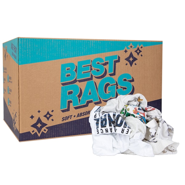Monarch T-Shirt Reclaimed Rags - White - 25 lb Box - R2-W50-25