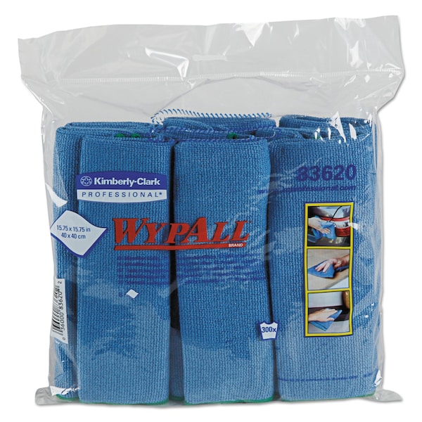 Wypall WypAll Microfiber Cloths (83620), Reusable, 15.75" x 15.75", Blue, 4 Packs / Case - KCC 83620
