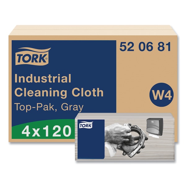 Tork Tork Industrial Cleaning Cloth Gray W4, Flexible and Soft, 4 x 120 Cloths, 520681 - 520681