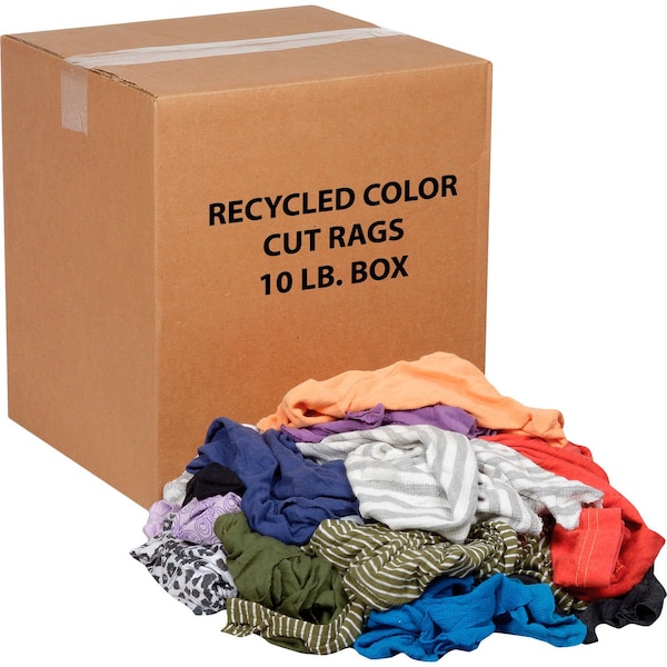 Global Industrial 10 Lb. Box Recycled Cut Rags, Mixed Colors - 670224