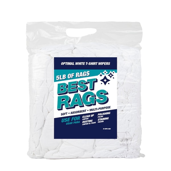 Monarch Optimal White T-Shirt Wipers - New - 5lb Bag - N-WPK-5BG