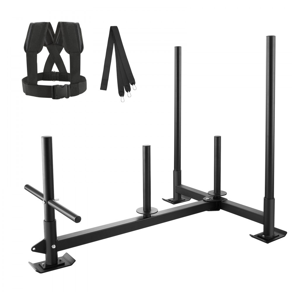 VEVOR Weight Training Sled, Pull Push Power Sled with Handle, Fitness Strength Resistance Training, Steel Workout Equipment for Athletic Exercise & Speed Improvement, Fit for 2" Weight Plate, Black - SJXQTXSXTL123OVWYV0