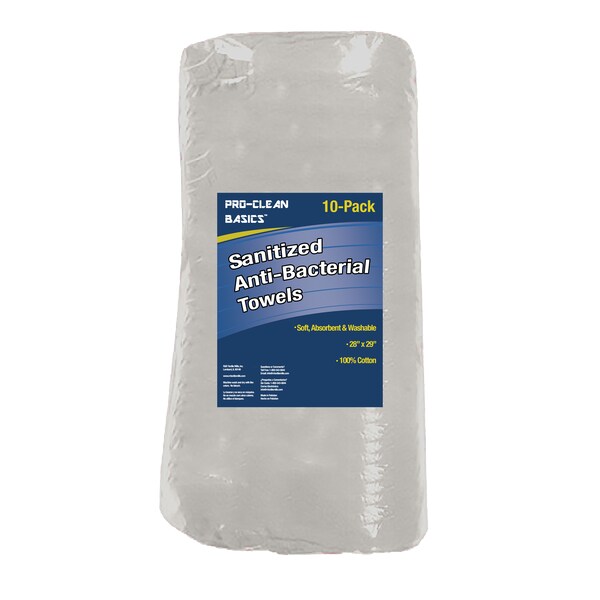 Proclean Sanitized Anti-Bacterial White Wiping Towel, 28" x 29", PK10 - WW99840