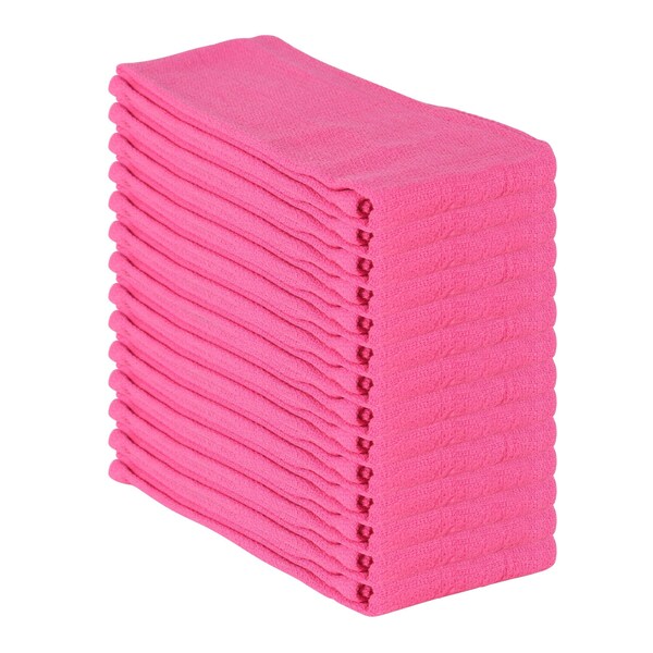 Monarch Brands Huck Towels - 16in x 26in 0, Pink, 120PK - ABSBNT-PINK-CS