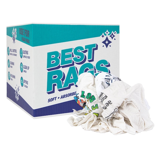 Monarch T-Shirt Reclaimed Rags - White - 10 lb Box - R2-W50-10