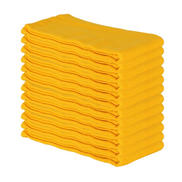 Monarch Brands Huck Towels - 16in x 26in - Yellow, 12PK - PNP-ABSBNT-YELW