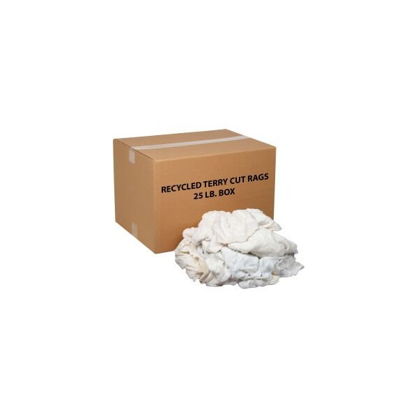 Monarch Brands Premium Recycled White Cotton Terry Cut Rags 25 Lb. Box - R020-W54-PU*25
