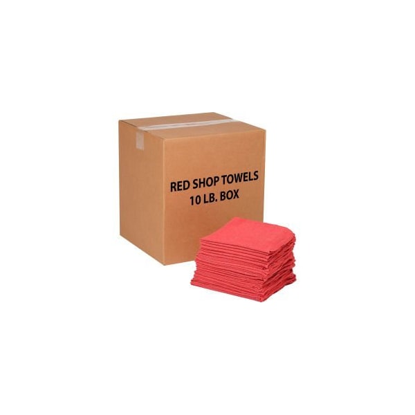 Monarch Brands 100% Cotton Red Shop Towels 10 Lb.Box - N090-R2R-10