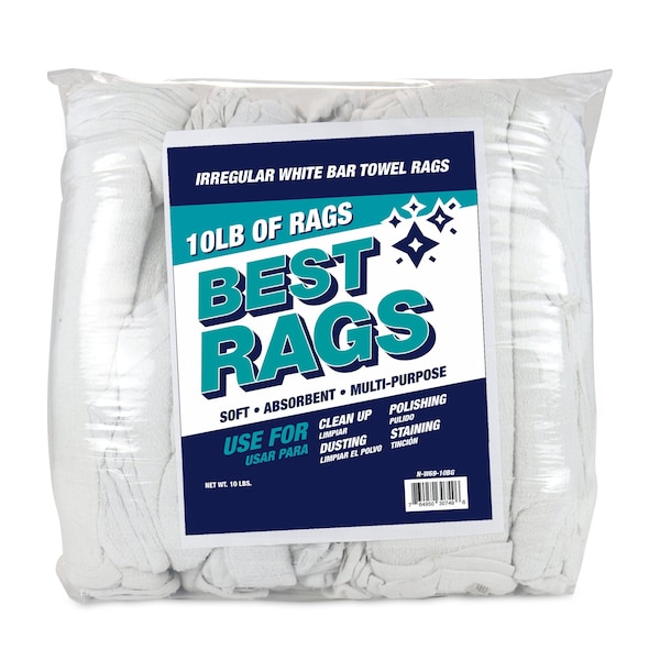 Monarch Bar Mop Clean Up Terry Wipers - White 10 lb bag - N-W69-10BG