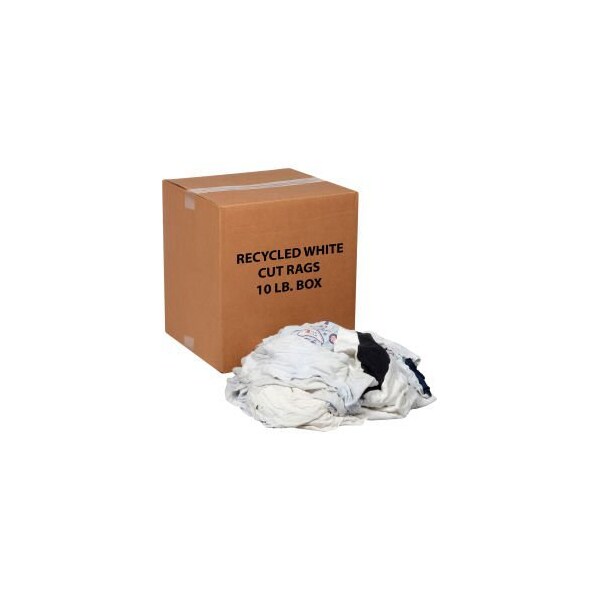Monarch Brands Recycled White Cut Rags 10 Lb. Box - R020-W48-PU*10