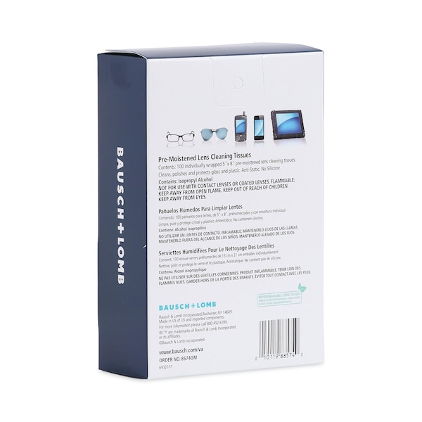Bausch + Lomb Sight Savers Premoistened Lens Cleaning Tissues, PK1000 - 8574GM