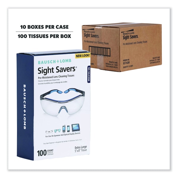 Bausch + Lomb Sight Savers Premoistened Lens Cleaning Tissues, PK1000 - 8574GM