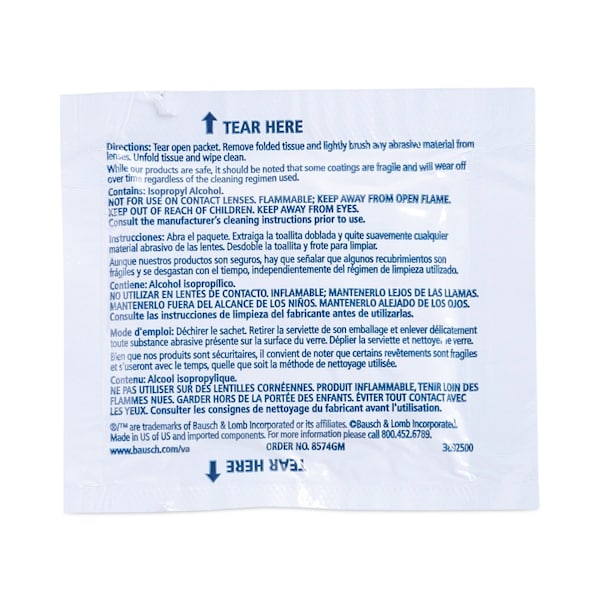 Bausch + Lomb Sight Savers Premoistened Lens Cleaning Tissues, PK1000 - 8574GM