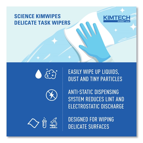 Kimtech Kimwipes Delicate Task Wipes (34120), Pop-Up Box, White (286 Sheets/Box, 30 Boxes, 8,580 Sheets) - 34120