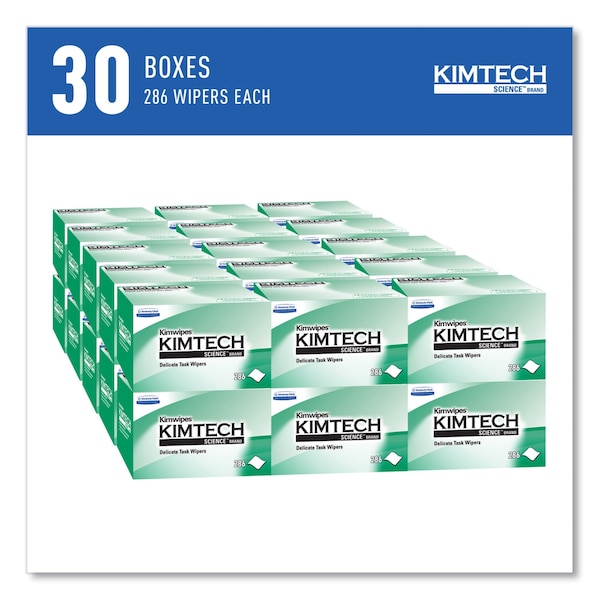 Kimtech Kimwipes Delicate Task Wipes (34120), Pop-Up Box, White (286 Sheets/Box, 30 Boxes, 8,580 Sheets) - 34120