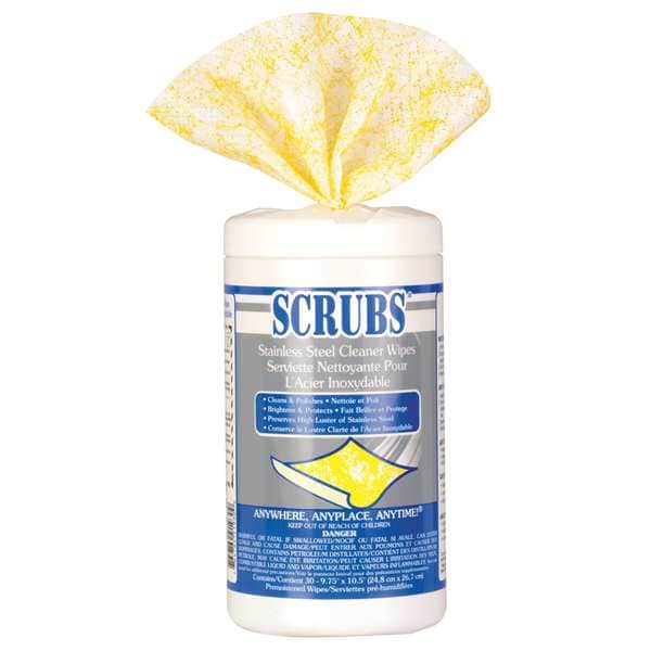 Scrubs Stainless Steel Cleaner Towel, 9.75 x 10.5", 6 Pack, 30 Wipes/ Pack - 91930