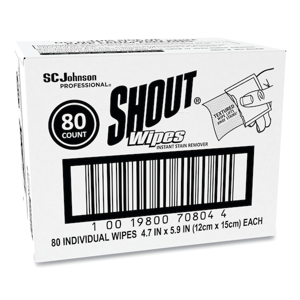 Shout Wipe and Go Instant Stain Remover, 4.7 x 5.9, PK80 - 686661
