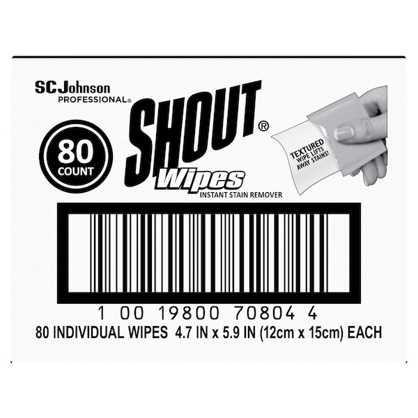 Shout Wipe and Go Instant Stain Remover, 4.7 x 5.9, PK80 - 686661