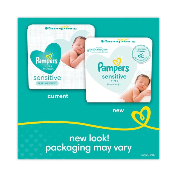 Pampers Sensitive Baby Wipes, White, Unscented, 6.8 x 7, PK56 - 87076EA