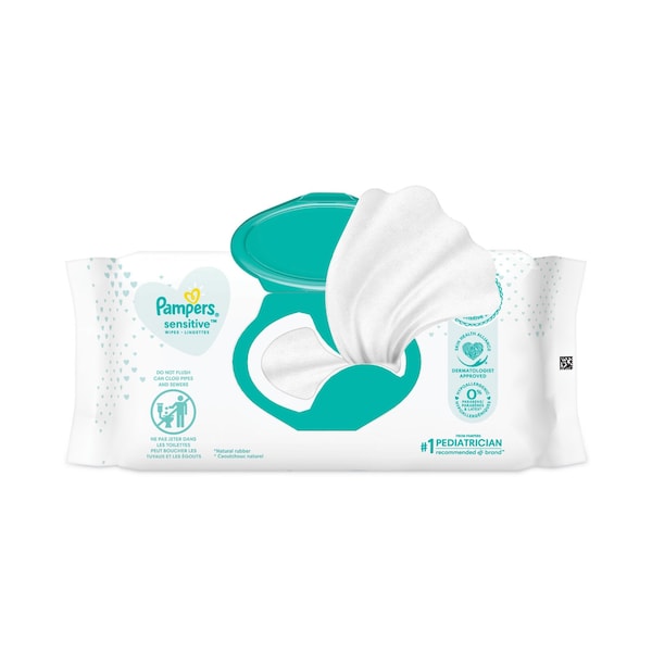 Pampers Sensitive Baby Wipes, White, Unscented, 6.8 x 7, PK56 - 87076EA