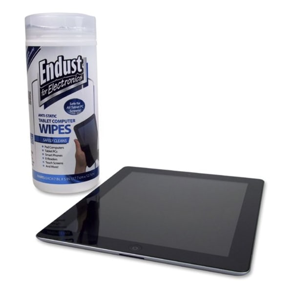 Endust Tablet and Laptop Cleaning Wipes, Unscented, 70/Tub - 12596