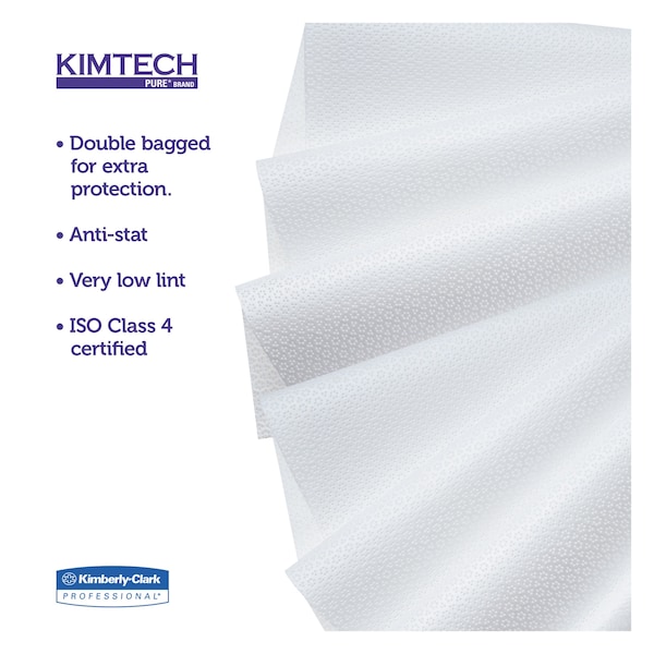 Kimtech W4 Critical Task Wipers, Flat Double Bag, 12x12, White, PK500 - 33330