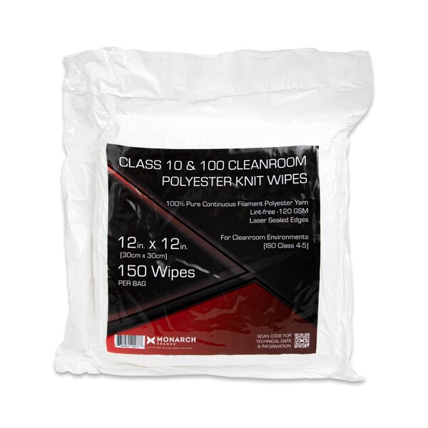 Monarch Brands Cleanroom Wipers, 150PK - PNP-CRW-12X12