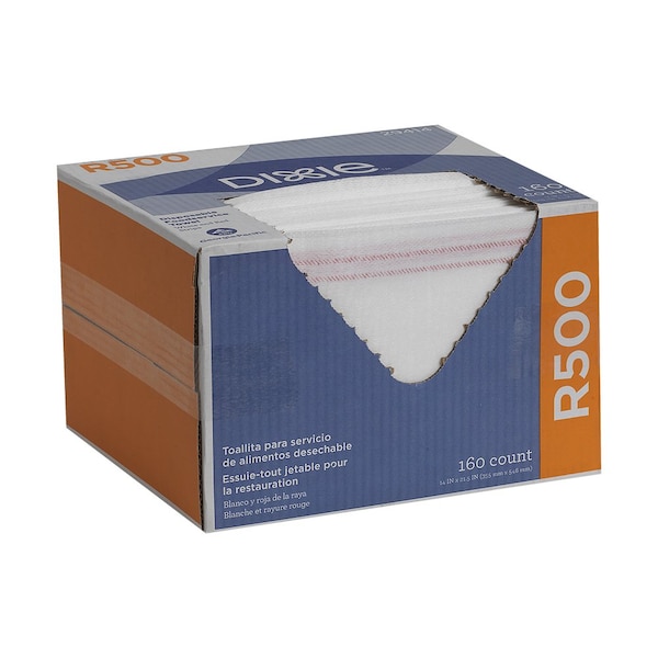 Brawny Rayon Busing Towel 14" x 21-1/2" 3.62 lb., White-Red Stripe - 29414